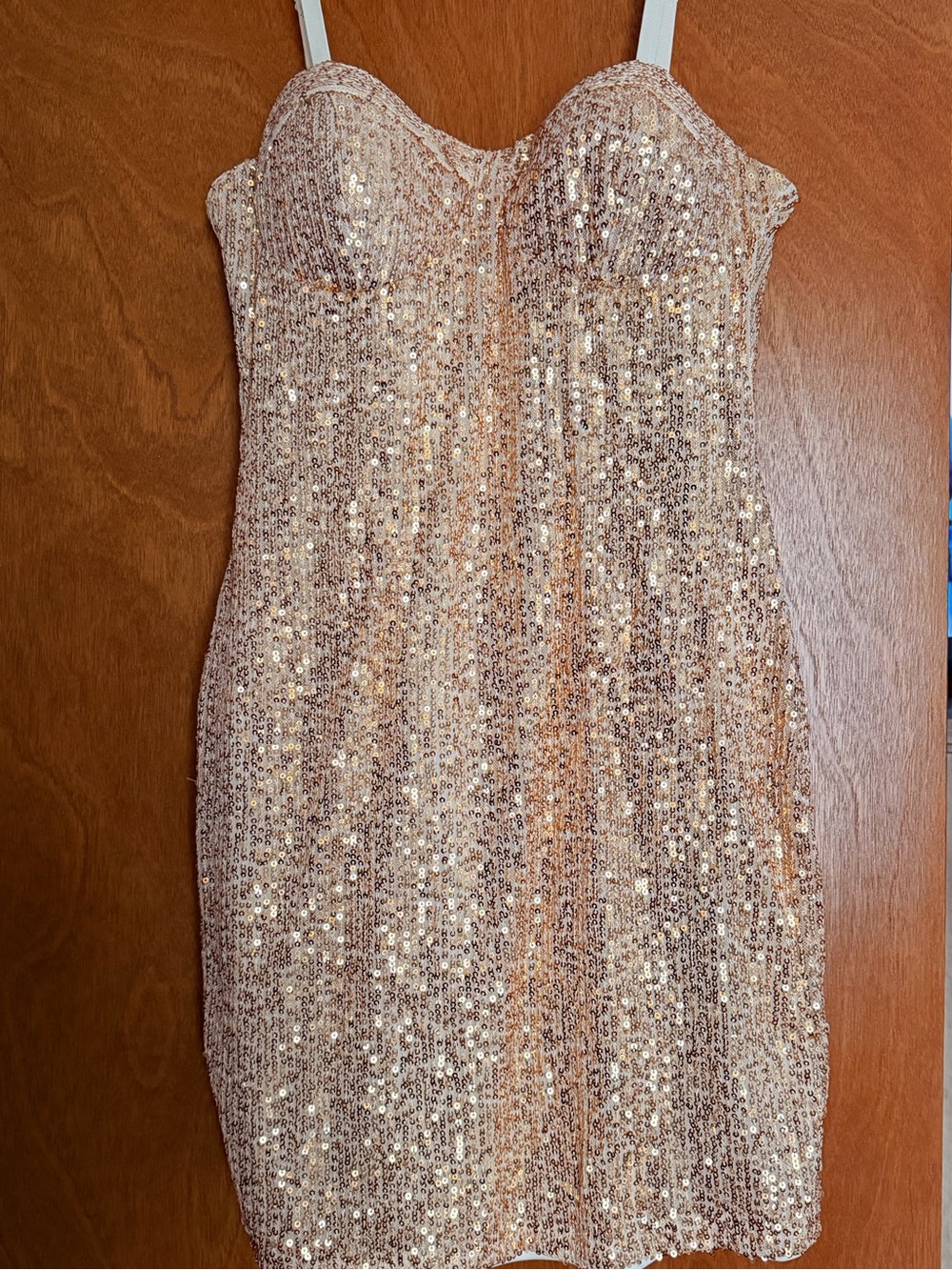 Strapless Sequin Bodycon Dress - Champagne